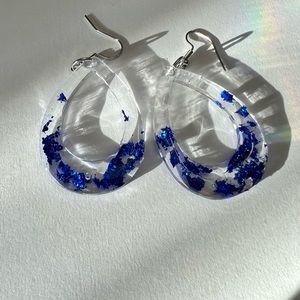 Earrings with Blue Foil Detail